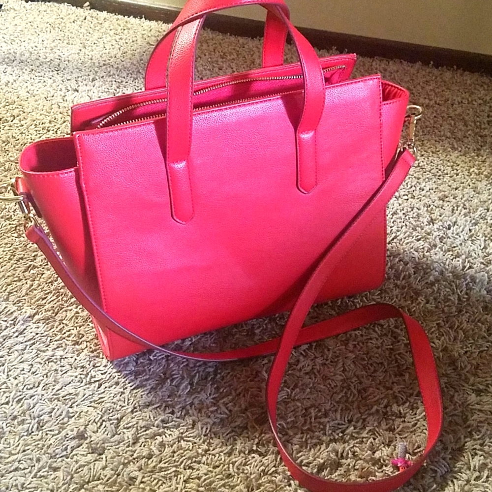 Red Vegan Leather Satchel